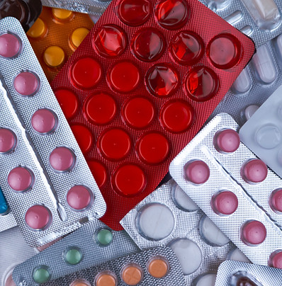 variety of pills in packets