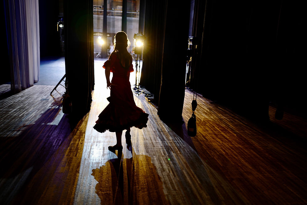 Woman standing on a stage