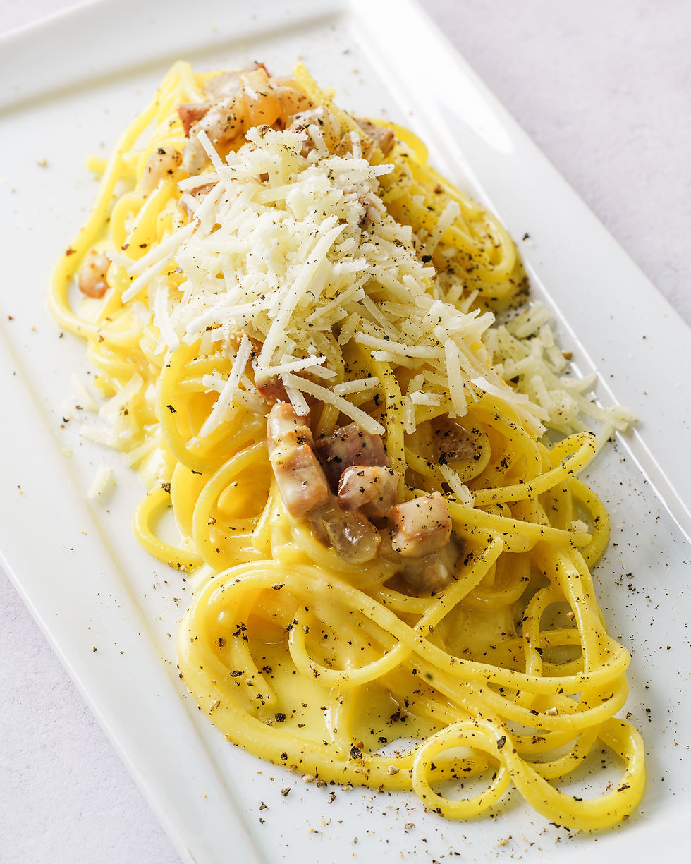 spaghetti alla carbonara, with pecorino romano rome