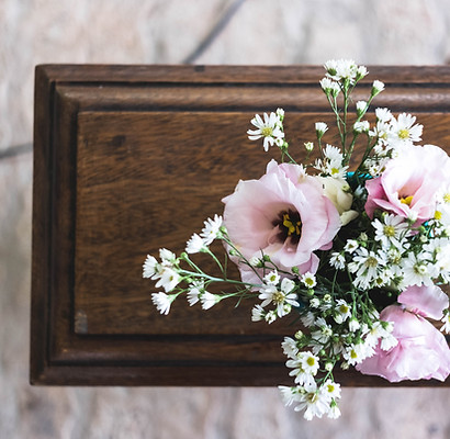Funeral Casket Coffin with flowers