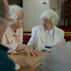 A group of seniors socializing.