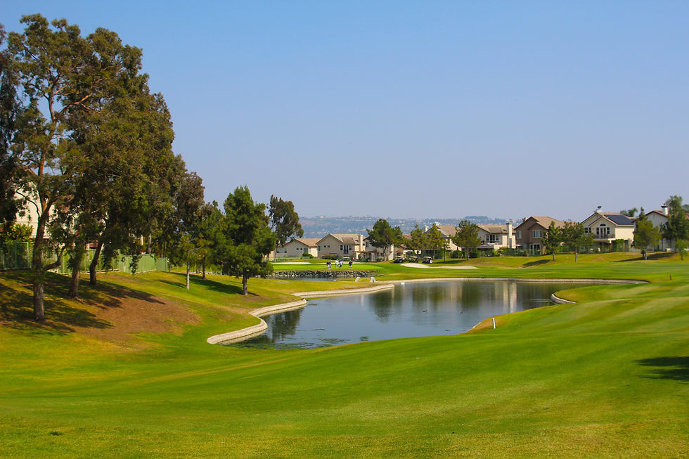 Golf course with water along the fairway