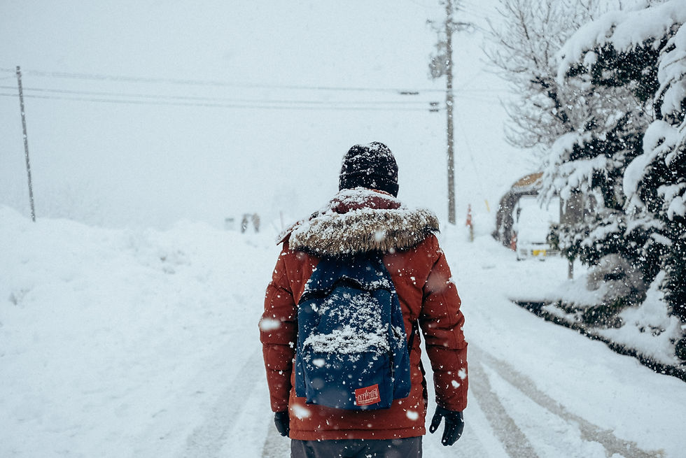 winter person wanting to get away