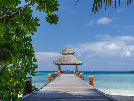 Beautiful cabana on tropical beach.