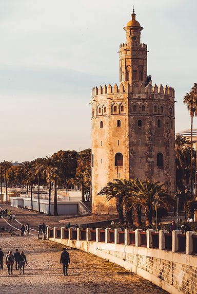 13th-century Almohad watchtower by the Guadalquivir River. Stored gold from the Americas.