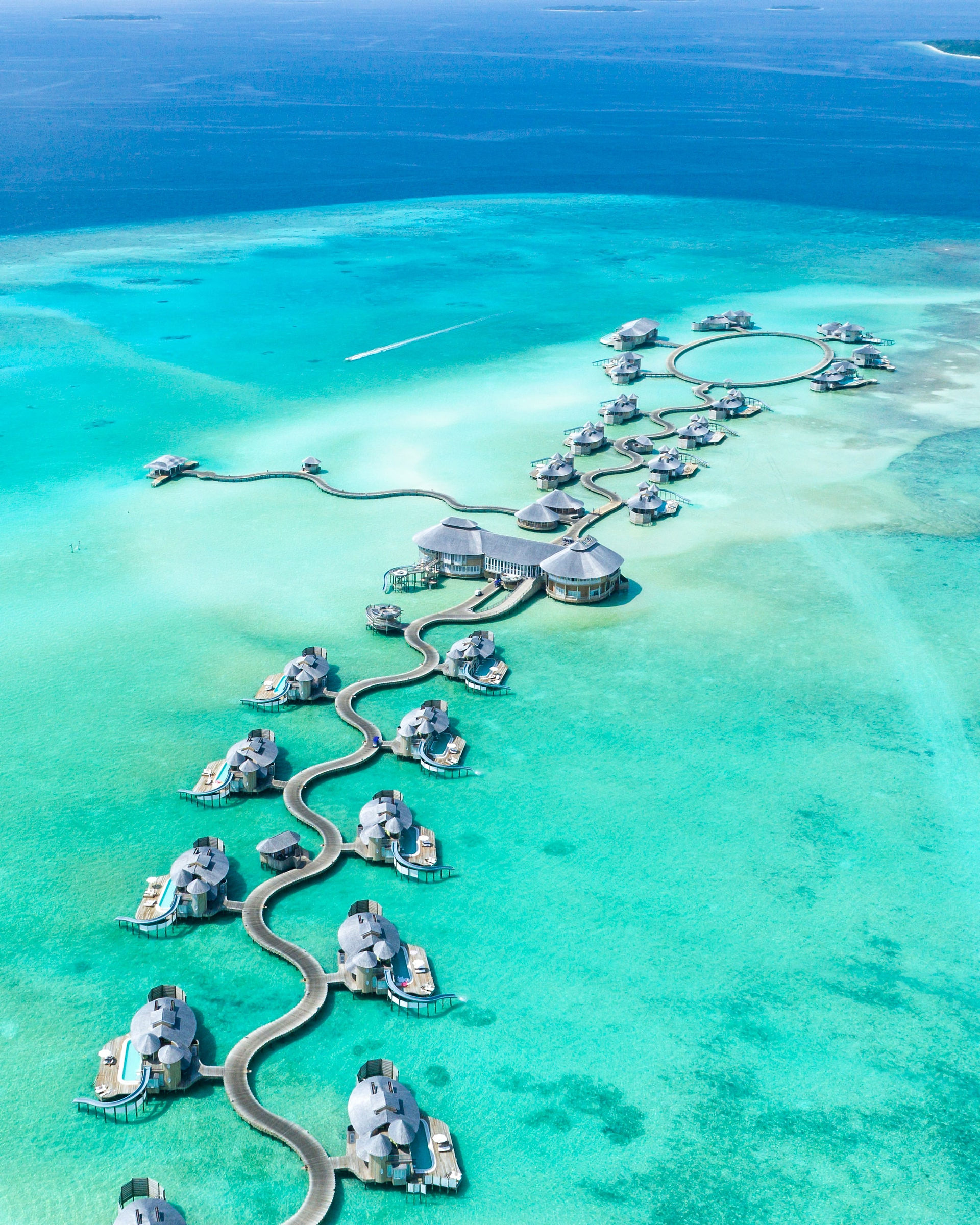 Maldives Overwater Bungalows Aerial View