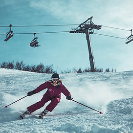 skier on groomers