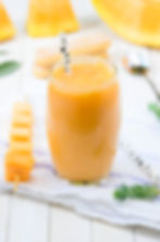 Creamsicle Smoothie with OJ, papaya, hemp, and protein powder