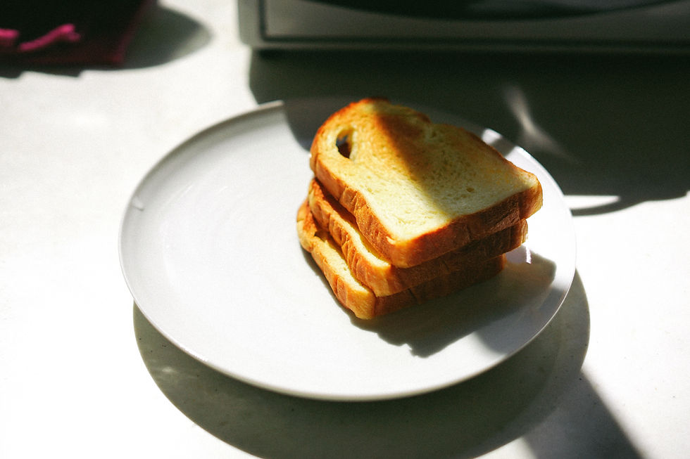 three slices of white toast