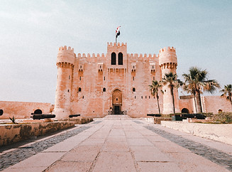 Historic Citadel of Qaitbay in Alexandria overlooking the Mediterranean Sea, showcasing medieval Islamic architecture.