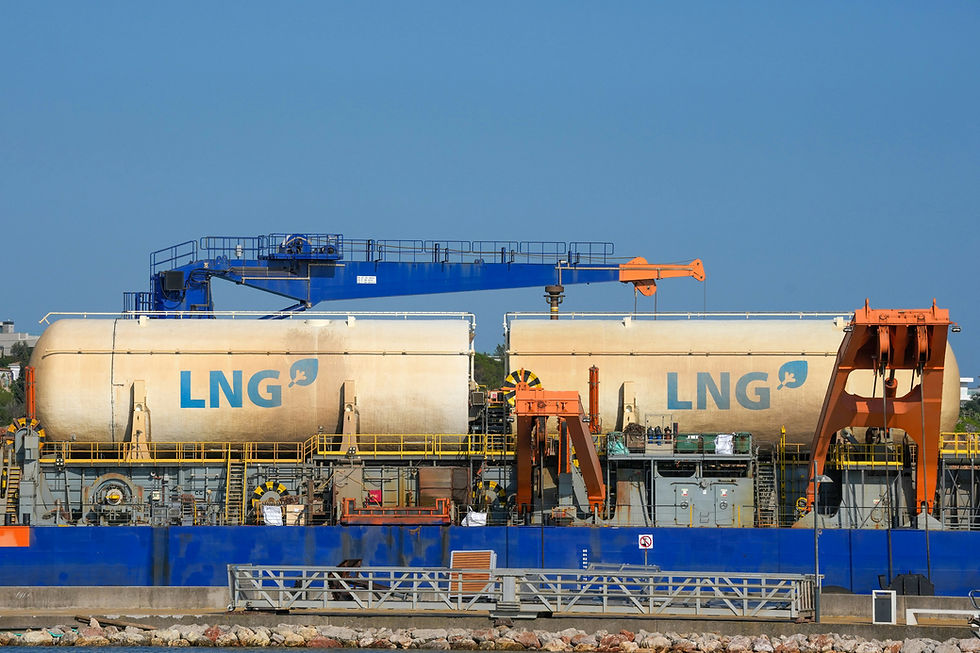 LNG export terminal storage tanks and loading infrastructure