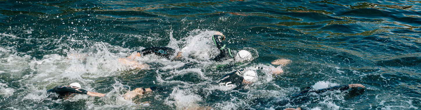 Triathletes swimming