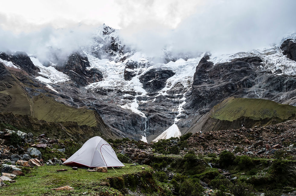 tent in the mountains of salkantay, peru, one of the best treks in South America