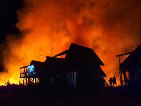 wildfire near homes