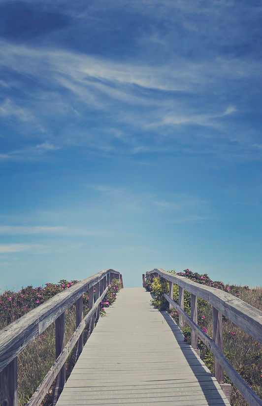 Wooden bridge going towards horizon