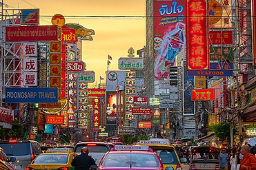 Busy street in Bangkok's Chinatown