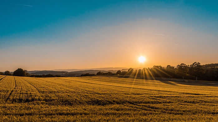 un coucher de soleil en campagne, dans une maison chaleureuse