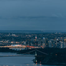 A night time view of the city of Vancouver