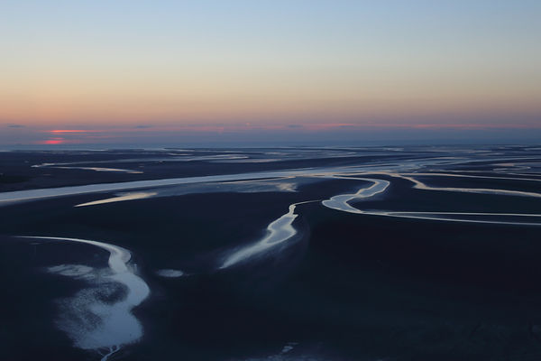 winding river in sunset