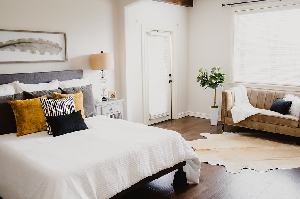 Vacation home rental bedroom with luxury sheets