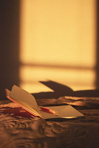 Livre au coucher de soleil décrivant l'écriture de soi, thérapie par l'écriture