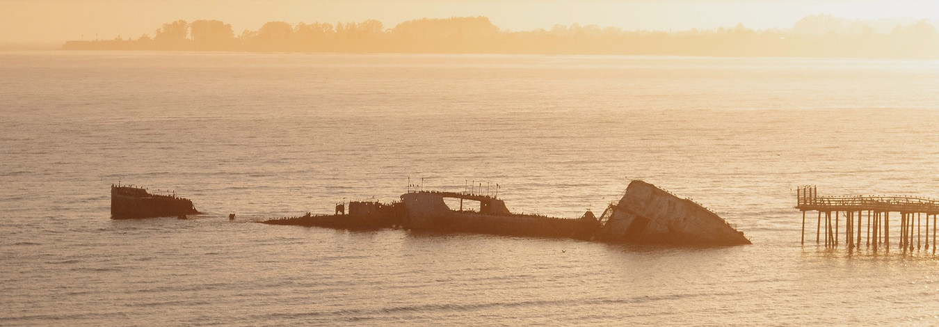 Seacliff Cement Ship at Sunset by saira ahmed