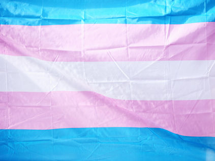A close up of the transgender flag