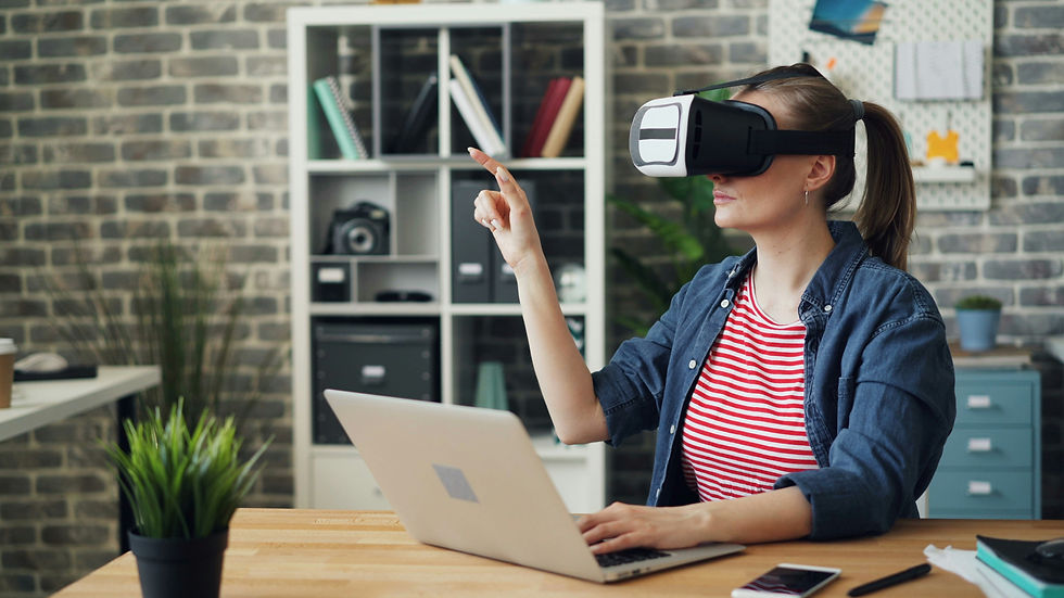 girl using laptop and VR