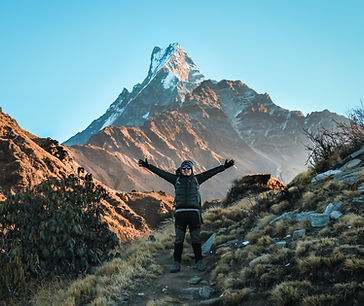 Hiker trekking through the scenic mountains of India