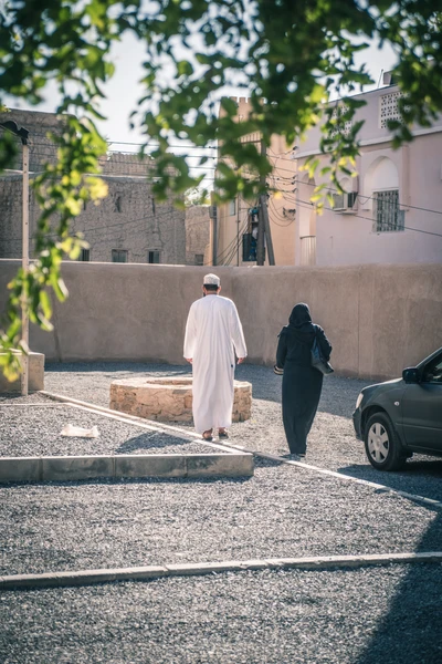 Muslim couple walking