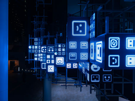 AI memory concept illustration with digital faces and icons representing technology and human connection