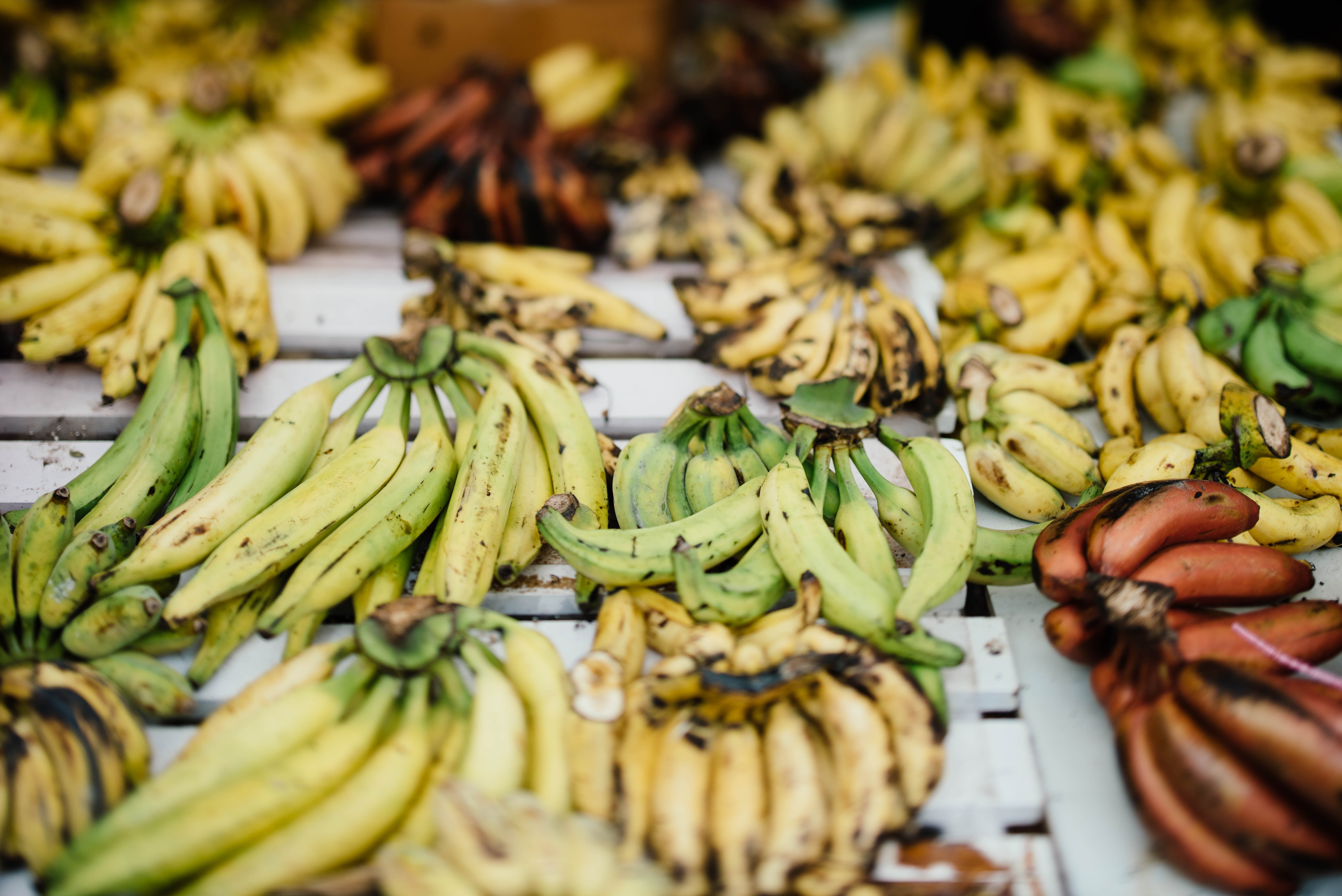Bananas on wooden table