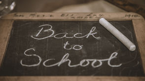 A blackboard that reads "back to school"
