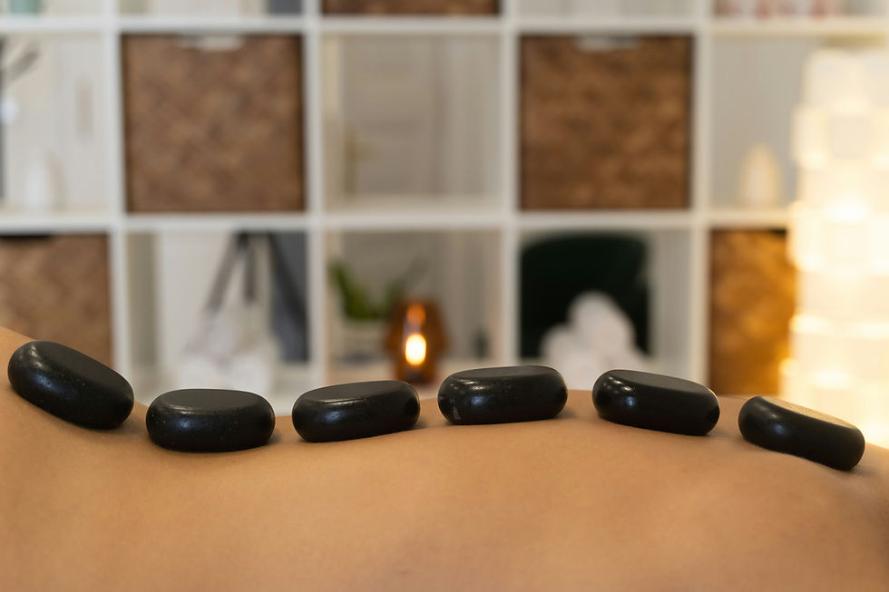 Eye-level view of a serene spa lounge with soft lighting