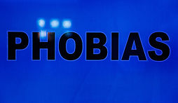 The word “phobias” written in bold black lettering against a light blue background.