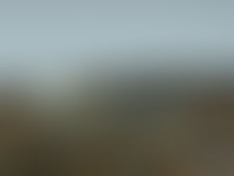 Polar bear and cub on rocky terrain, with gray sky. Bears are interacting, creating a peaceful, natural scene. Reds and browns in rocks.