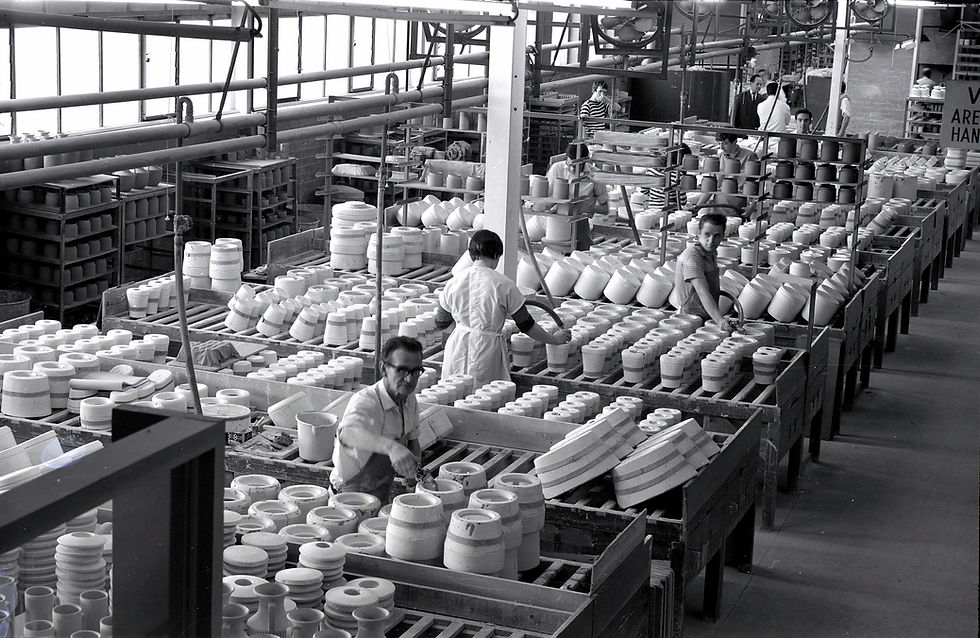 Construction workers in a factory