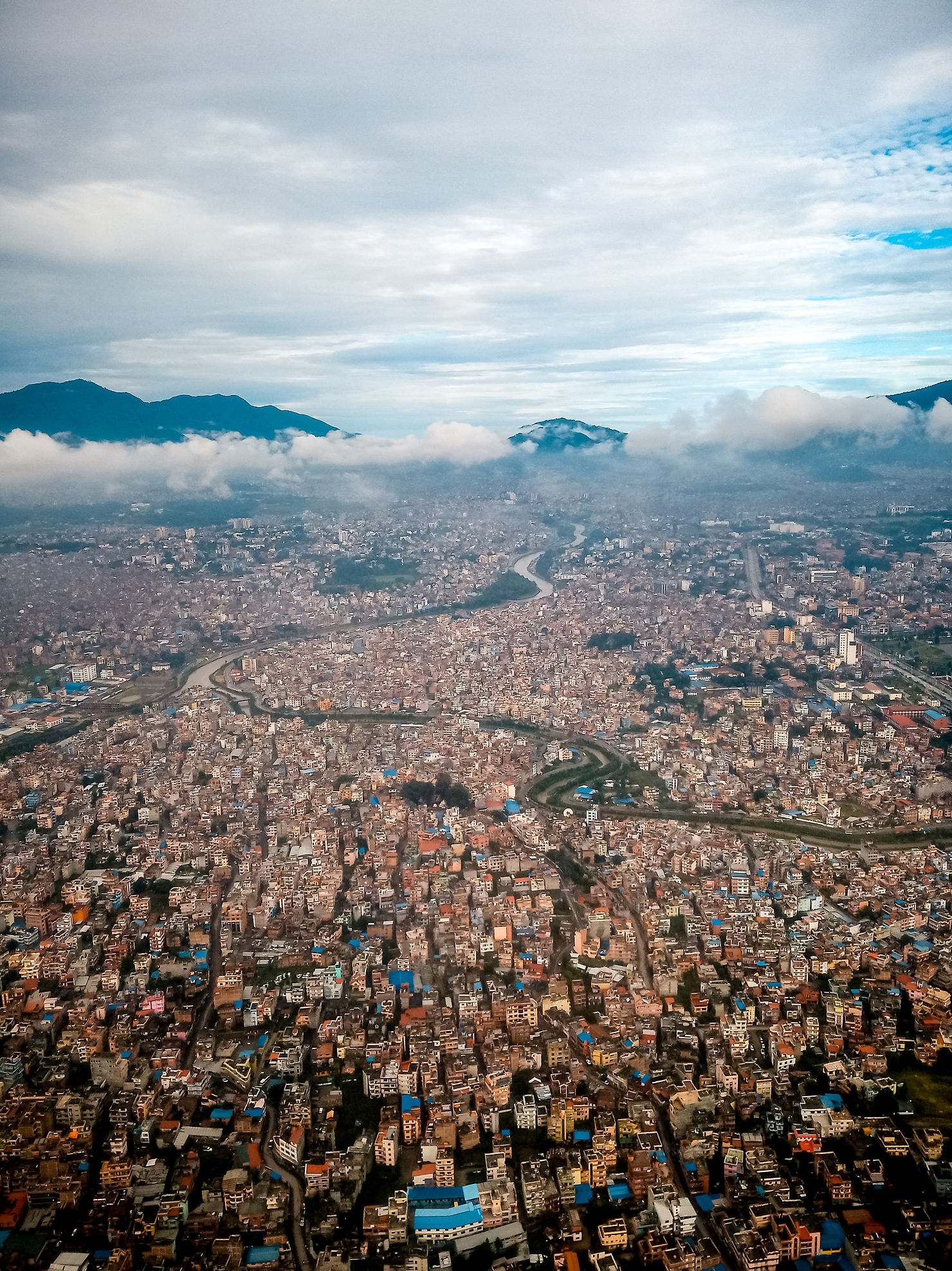 arial view of Kathmandu valley