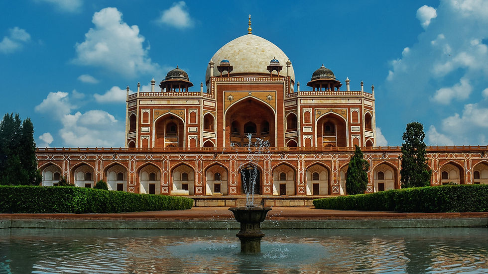 An ant's eye view of Humayun's Mausoleum with garden water features