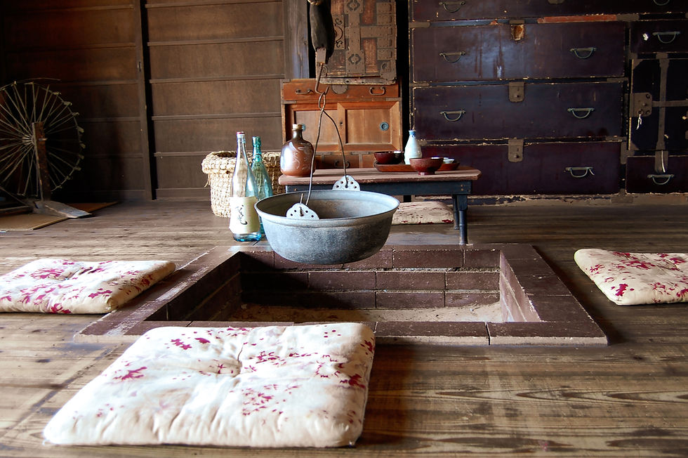 Traditional Japanese irori hearth for a Travel Guide Japan.