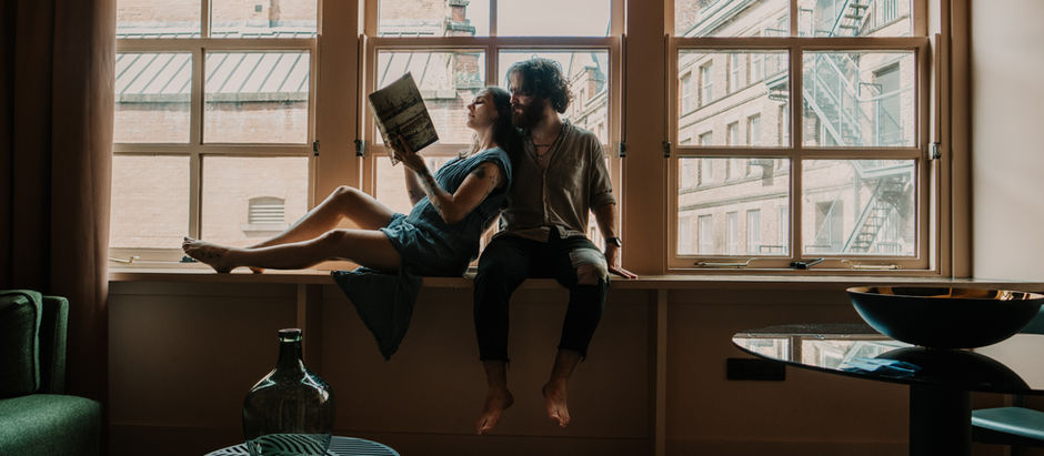 Couple intimacy in living room
