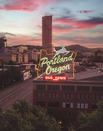 Portland Oregon sunset neon sign.
