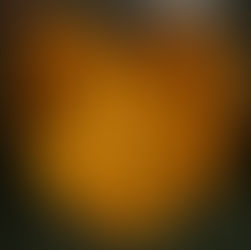 A hand holds a heart-shaped, orange-yellow leaf with dark spots and veins against a blurred dark background.