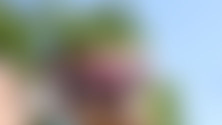 Person drinking from a red and white Delta 9 THC grapefruit drink can outdoors with a clear blue sky and green trees in the background.