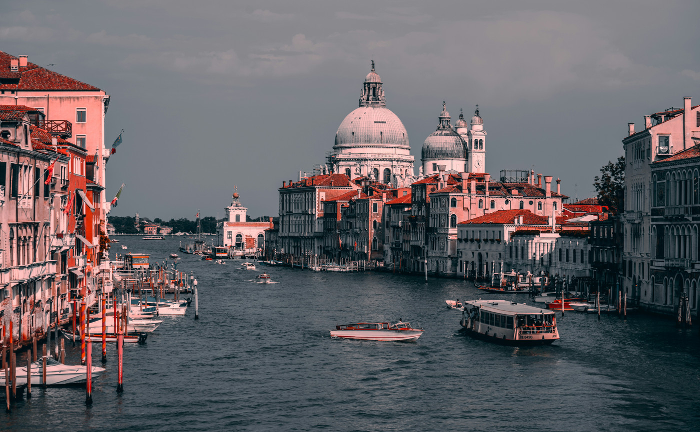 venice waterway at sunset