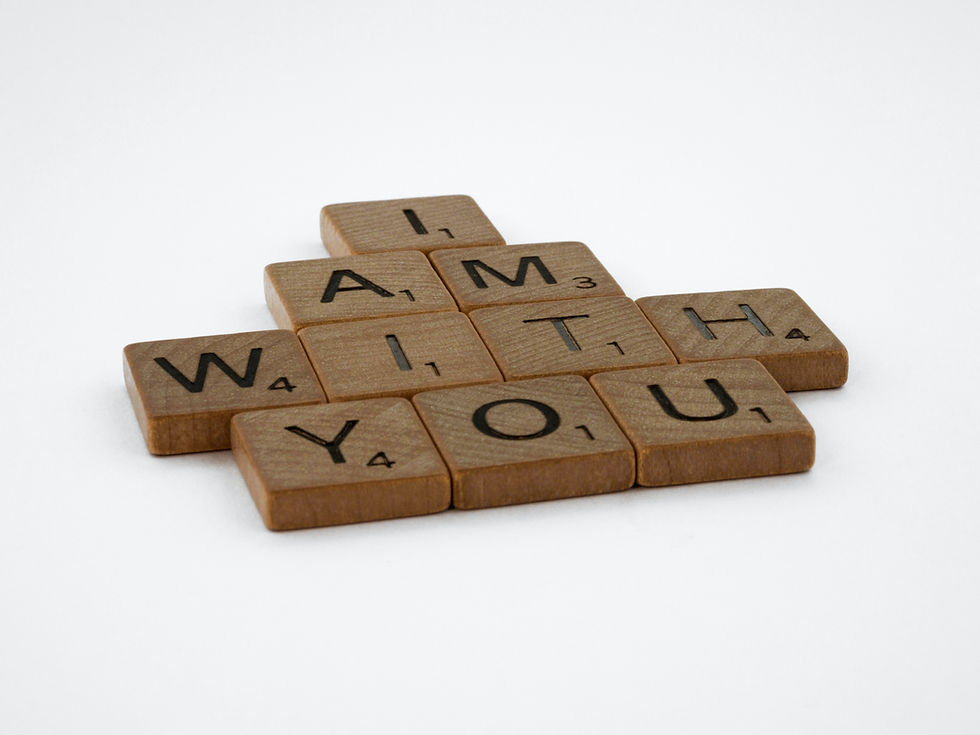 scrabble letters saying I am with you