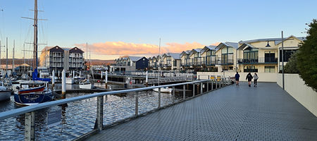 Waterfront boardwalk and marina in Launceston, Tasmania