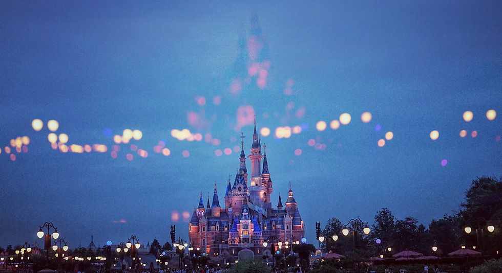 Image of Disneyland castle at night with light shimmers and a Mickey Mouse shape with the Disneyland Conference logo, date and location inside.