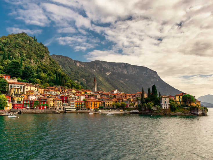 Scenic view of Varenna, a picturesque village located on the eastern shore of Lake Como in northern Italy.