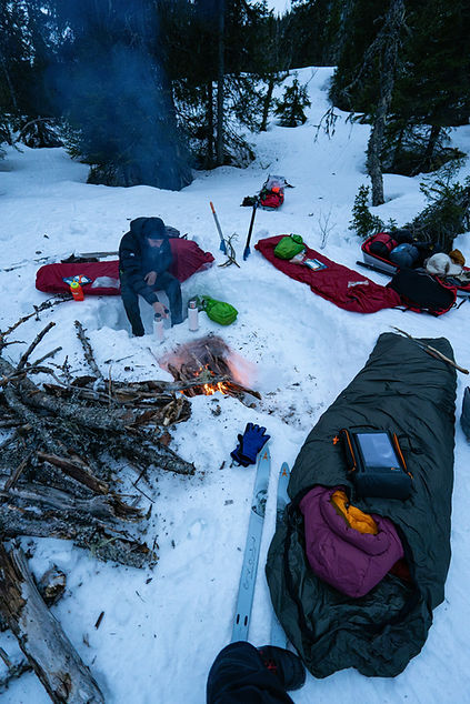 camp im Schnee